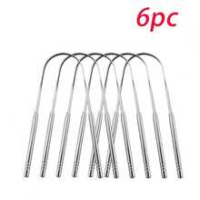 1/2/6pcs Stainless Steel Tongue Cleaning Tongue Scraper Reusable Tongue Coating Cleaning Scraper Silvery U Shaped Tongue - Silver - View 10