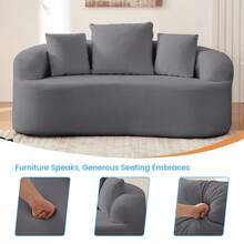 Puremind Minimalist Compact Loveseat Sofa With Chenille Upholstery, No-Assembly Curved Couch For Small Spaces/Apartments - 深灰色 - 查看 3