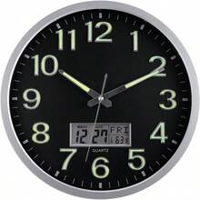 Wall Clocks - Green Light/silver Housing - View 2