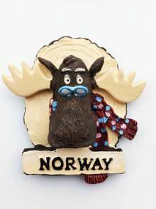 Słodki, rysunkowy, spersonalizowany, 3D renifer, pamiątka, dekoracja, naklejka magnetyczna na lodówkę w Norwegii