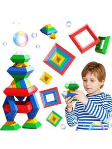 Stacking Block Set Game, Versatile Building Blocks Tower,Sensory Learning Educational Toy, Encourages Creativity And Cognitive Development, Suitable For Children Aged 3 And Above