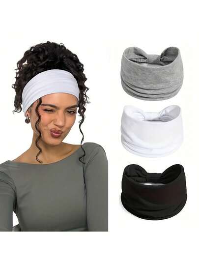 Bộ 3 băng đô phong cách Boho cho nữ - Băng đô dày, co giãn, chống trượt với thiết kế nơ và vòng, màu trắng/xám/đen, phụ kiện tóc mềm mại, co giãn, phù hợp cho tập thể dục, chạy bộ, yoga, phòng tập gym - Nhiều màu sắc để lựa chọn, phù hợp với tóc dài (trắng, xám, đen) - Lựa chọn lý tưởng cho trang phục thể thao và thường ngày của nữ - Vừa vặn an toàn, băng đô đa năng cho thể thao và sử dụng hàng ngày - Phù hợp cho tập thể dục và chạy bộ, băng đô nữ, khăn quàng cổ mùa đông, băng đô giữ ấm tóc, khăn bandana nữ, phụ kiện du lịch mùa hè
