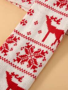1 par de meias 7/8 de Natal em tricô, com estampa de renas e flocos de neve, meias quentinhas perfeitas para o Natal, meias aconchegantes. - Multicolorido - Ver 3