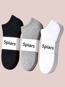 15 Pairs Solid Color Ankle Socks, Black/White/Gray Low-Cut Casual Socks, Comfortable Everyday Wear, Suitable For All Seasons