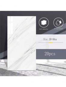 10/20/30pcs 3D Marble Effect Self-Adhesive Wall Tiles PVC Panels - Instant Peel And Stick Splash Guard For Kitchen And Bathroom - Waterproof And Easy To Clean Wall Stickers, Suitable For Living Room, Bedroom, Home Decoration, Imitation Marble Tile Stickers, Foam Wallpaper