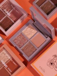 NOVO 4 色防水防汗眼影盘，哑光，哑光闪光，亮泽珍珠，樱花物语闪亮组合眼影 - 03#爛漫 - 查看 5