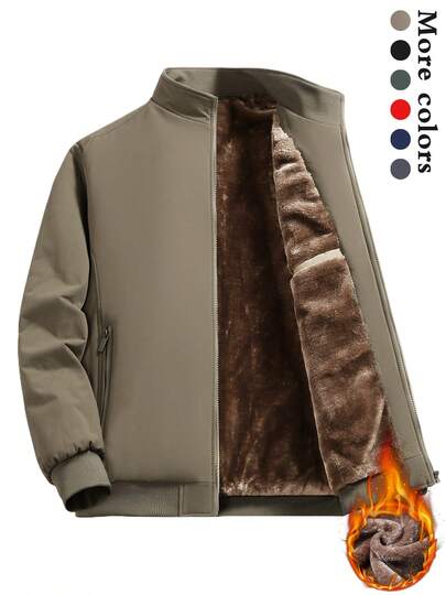 Thermal Lined Jacket, Fashionable, Warm, Casual, Suitable For Men's Daily And Outdoor Sports Wear In Autumn/Winter