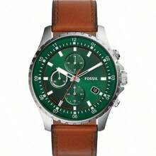 Fossil Men's Quartz Leather Three-Hand Watch Stainless Steel Case/Scratch-Resistant Glass FS5675/FS5734 - Green - View 1