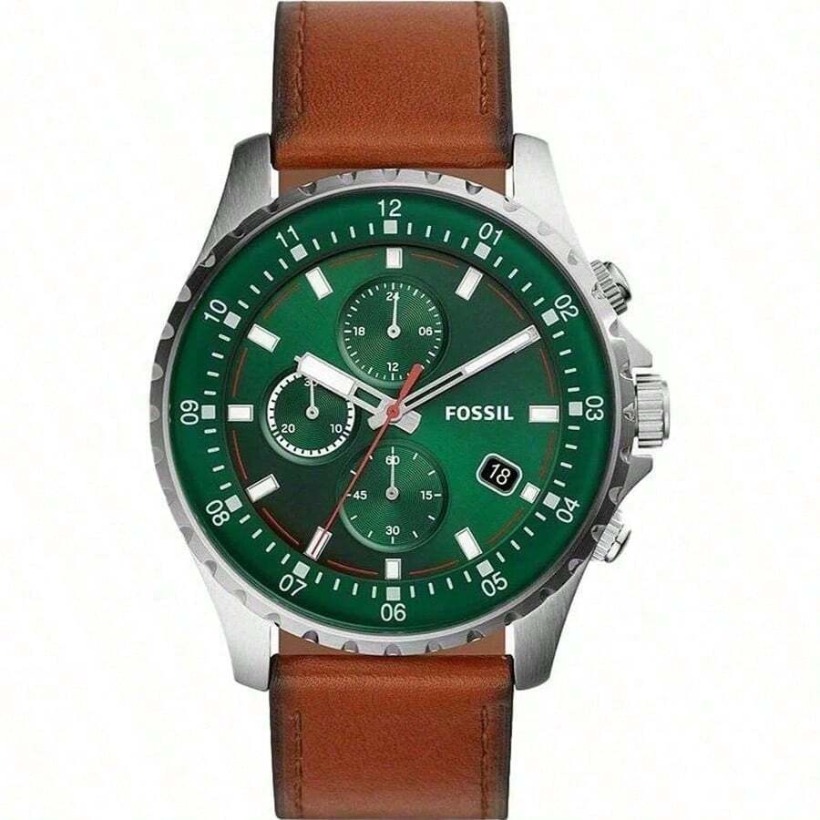 Fossil Men's Quartz Leather Three-Hand Watch Stainless Steel Case/Scratch-Resistant Glass FS5675/FS5734 - Green - View 1