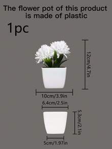1 pieza/3 piezas Planta de bonsái de crisantemo artificial - Adecuado para decoración de escritorio de oficina, mesa de café, baño, dormitorio, hogar, estantería de jardín - Blanco - Ver 9