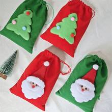 Geschenk-Aufbewahrungsbeutel, zum Verpacken von Weihnachtsfeiergeschenken oder Geschenken für Jungen und Mädchen, 6er-Pack mit Weihnachtsbeuteln mit Kordelzug