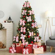 Christmas Wired Ribbon 30 Yards - 2.5 Inch Candy Cane Striped Burlap Ribbon For Wreaths, Gift Wrapping And Tree Decorations - Pink and White - View 5