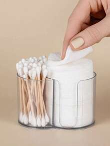 1/Pc Round Pad QTips Holder, Bathroom Cup Dental Floss Dispenser, Round Pad QTips Paper Cup Dental Floss Storage Box, Bathroom Accessories Storage Box, Dressing Table Cosmetics Storage Box