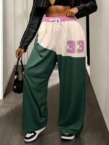 In Autumn And Winter, The New Sports Street College Style Plus Size Number Print Drawstring Waist Pants Are Suitable For Music Festivals, Concerts, Stages And Stage Performances, Daily Travel