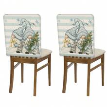 2/4/6pcs Christmas Element Printed Linen Chair Covers, Home Decor, Suitable For Christmas Gifts, Christmas Decoration, Daily Home, Living Room, Dining Room, Garden, Hotel, Washable Polyester Material Chair Seat Cushion Covers - Multicolor - View 22