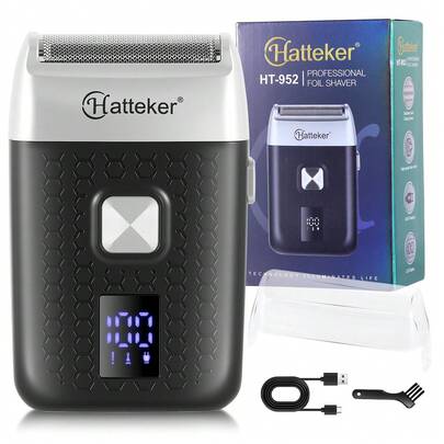 1 ماكينة حلاقة كهربائية قابلة للشحن عبر USB، ماكينة تشذيب وتبييض اللحية ذات رأس واحد متذبذب مع شاشة رقمية