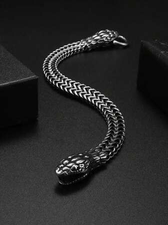 1 buc. Brățară nouă cu cataramă de șarpe cu două capete, la modă și delicată, stil punk și hip-hop, versatilă pentru bărbați, accesorii de Halloween