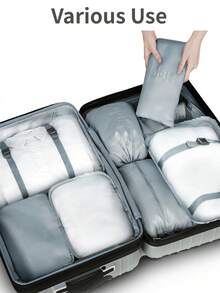 7pcs/Set Large Capacity Travel Organizer, Waterproof Portable Luggage Packing Cubes For Clothes, Suitable For Travel, Luggage, Backpack, College Dorm Essentials - Multicolor - View 3