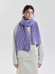 1 szt. damski szalik z dzianiny Rose Twist, mieszanka wełny, elegancki i modny, uniwersalny na jesień/zimę, odpowiedni do noszenia w pomieszczeniach, w biurze, na zewnątrz, na randki