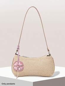 Bolso de vacaciones simple y de moda, colgante de árbol de coco simulado con cuentas de color contrastante, decoración mini exquisita de alto valor, sentido de diseño de nicho, versátil para uso diario, adecuado para combinar con bolsos y ropa en vacaciones en la playa - Rosa - Ver 4