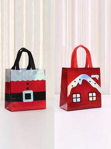 20pcs Cute Style Christmas Gift Bags With Laser Engraved Handles, Non-Woven Bags, Suitable For Party Carrying, Suitable For Birthdays, Anniversaries, Baptisms, Christmas Gifts, Etc.