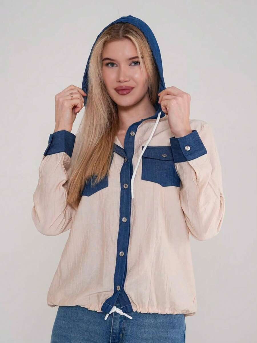 TRICOU CU GLUGĂ PENTRU DAMĂ - Bej - Vizualizare 1