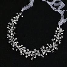 1 pieza Diadema ajustable con hoja de aleación de rhinestone y perla falsa, adecuada para uso diario y bodas, se puede usar como tocado o cadena para la cintura, de alta calidad y no se destiñe, diseño elegante y de moda, versátil para mujeres, niñas, novias, damas de honor, eventos de moda, regalo del Día de San Valentín para esposa/novia - Plateado - Ver 13