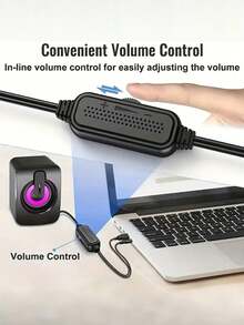 Desktop Computer Speaker 2.0 Multimedia Desktop Speaker With USB Powered RGB Light Show For Laptop, Small Sound System With USB Driver - Luminescence - View 8