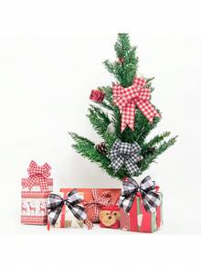 1pc Red & Black Plaid Ribbon, Christmas Satin Ribbon Suitable For DIY Bow, Gift Box Decoration, Party Decor, Handicrafts, Christmas Atmosphere, Theme Party, Holiday Celebration