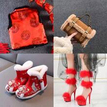 2米长蓬松圣诞装饰毛边，8厘米宽，DIY缝纫毛绒装饰面料，适用于家居装饰、工艺品制作，仿貂毛饰边，可用于帽子、外套、鞋子、靴子等。