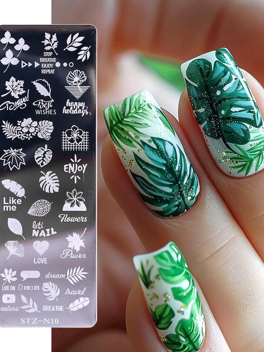 饰品模具压花板枫叶花朵图案浮雕指甲模具 DIY 指甲雕刻模板美甲工具 - 彩色 - 查看 1