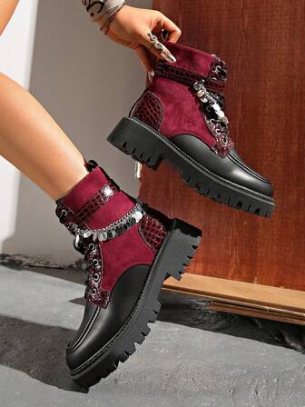 女士时尚靴子，踝靴，短靴，靴子，厚底，小众品牌，侧拉链，系带