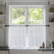 Kitchen Window Curtains - White - View 3
