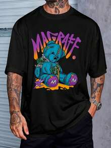 Camisa Masculina Gym Algodão Estampada Oversized Urso Dólar - Preto - Visão 4