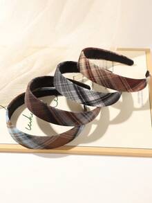 1pc Retro Multi-Color Plaid Women Wide Headband, Versatile For Daily Wear, Commute, Date, Dinner, Hair Accessory, Hair Band Hair Hoop ,Hairband For Women Head Accessories Beauty Home Hair Accessories - Multicolor - View 4