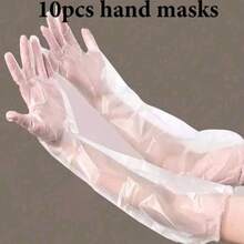 10 piezas = 5 pares de película desechable para los pies con cubierta de la planta del pie Película transparente para el cuidado de los pies Película de plástico PE de tubo largo Cubierta impermeable para los pies, máscara para la pierna con cubierta para el pie y la pierna, alta transparencia impermeable y humectante Cubierta para el cuidado de los pies. (Las bandas de goma son de colores aleatorios.)