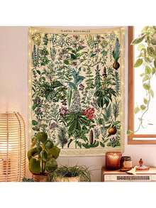 Vintage Flowers Tapestry, Long Vertical Wall Hanging Reference Illustrative Botanical Tapestries For Bedroom Aesthetic Floral Tapistry Botanical Plants Tapestry Wall Hanging Cute Bedroom Decor(30x40inch/40x60inch/51x60inch/60x80inch) - A02 - 查看 3
