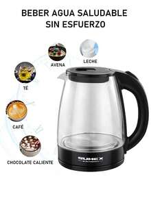 Hervidor eléctrico de vidrio, hervidor de agua eléctrico 2.0L/1000W, con luz LED y apagado automático y protección contra. - Negro - Ver 7