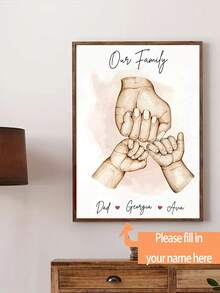 1 件无框定制姓氏海报，个性化家庭成员手球艺术帆布海报，心形印刷，家居装饰，现代墙面装饰，卧室和客厅时尚墙面装饰理想礼物，家庭礼物，表达爱意，情人节，情人节装饰 - 彩色 - 查看 9