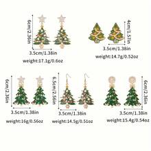 2 piezas Pendientes de árbol de Navidad lindos para mujeres, pendientes de estrella de Navidad de moda, regalo de joyería brillante para familiares y amigos