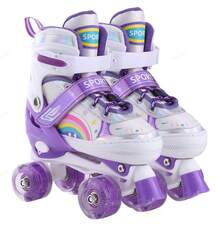 Patines de ruedas especializados para comercio electrónico transfronterizo para niños, ruedas de doble, conjunto completo para principiantes, patines para niños y niñas - Púrpura y blanco - Ver 6