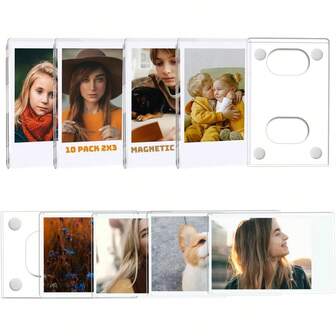 1Pack Magnetic Mini 2x3 Acrylic Picture Frames, Refrigerator Photo Frame Horizontal Vertical Compatible With Fujifilm Mini Film For Home Fridge Locker