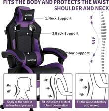 Gaming Chair With Massage,Ergonomic PC Gaming Chair With Footrest Comfortable Headrest And Lumbar Support, High Back, 300LBS () - Đen tím - Xem 8