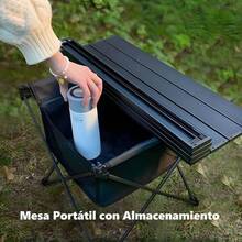 Mesa de Camping Plegable Porttil, Mesa de Playa, Ligero con Bolsa de Almacenamiento, con Cubierta Antideslizante, para Exteriores, Playa, Picnic, Senderismo, Pesca, Negro 35 * 41 * 30cm - Pequeño - Ver 5
