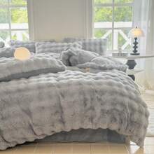 1pc Thickened Plush Duvet Cover, Faux Rabbit Fur Soft & Fluffy Single Duvet Cover, Without Pillow Case, Soft & Comfortable, Machine Washable, Suitable For Bedroom, Dorm, Autumn/Winter