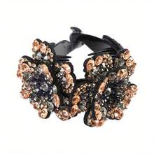 Women's Vintage French Bun Maker Hair Clip - Rhinestone Flower Ponytail Buckle, Elegant Round Chignon Headpiece For Weddings, Parties, Daily Wear - Gift For Girlfriend/Mother (Hand Wash Only) - J - 查看 8