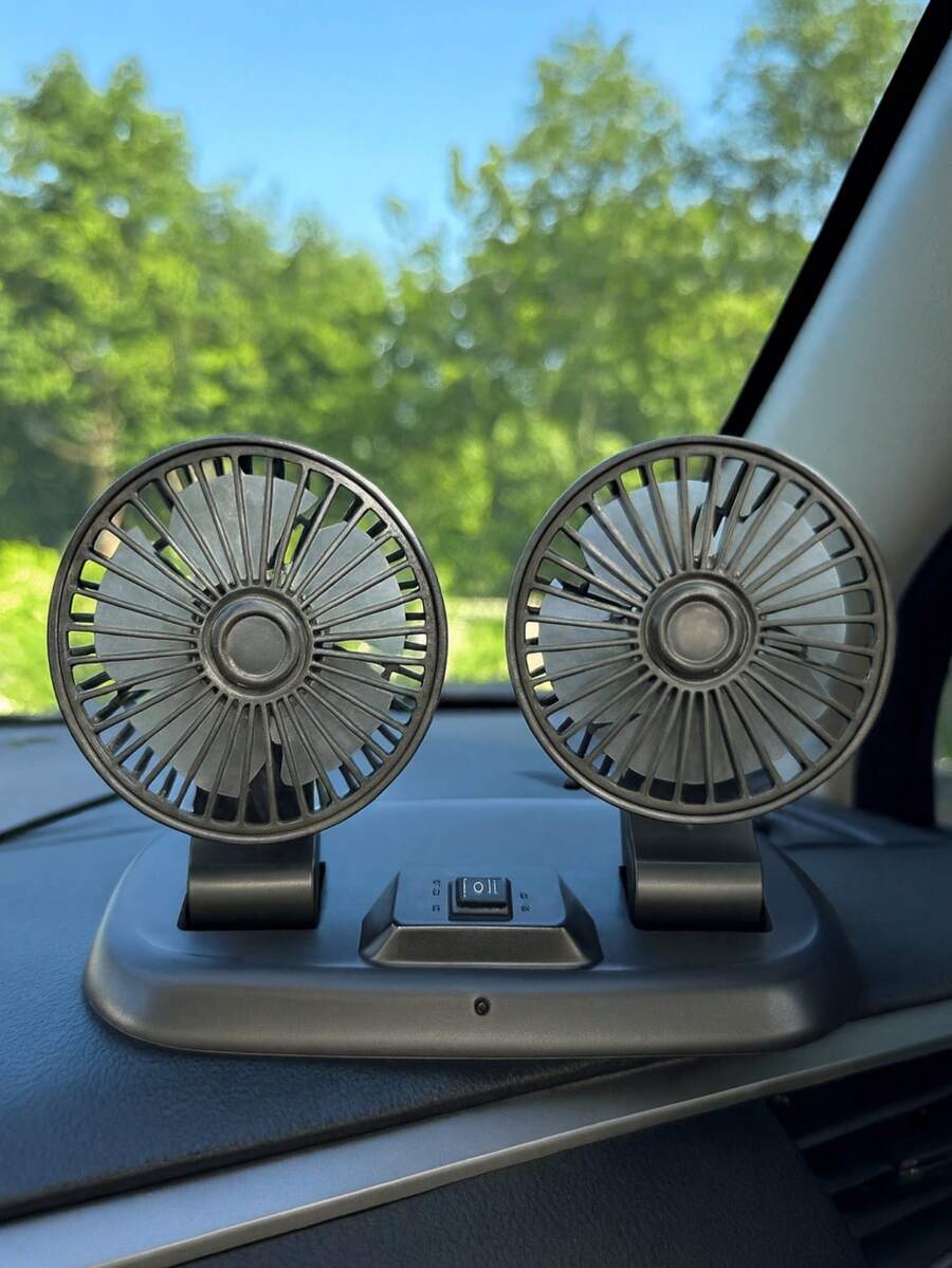 Ventilador Automotriz Portátil de Doble Cabezal, Giro 360° y Aire Fresco - Multicolor - Ver 1