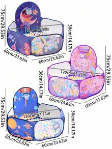 1 szt. rozkładany namiot do zabawy dla dzieci, domek do zabawy w domu i na zewnątrz z kreskówkowym wzorem, mata do raczkowania do basenu z piłeczkami, przenośny prezent dla dzieci, odpowiedni na Boże Narodzenie, Halloween, Święto Dziękczynienia, Wielkanoc, urodziny chłopców i dziewcząt