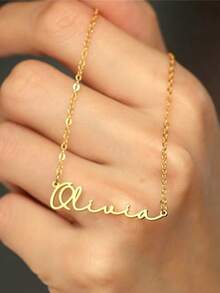 Customized Women's Stainless Steel Name Necklace, Gold Box Chain Personalized Font Jewelry Gift For Girlfriend, Family