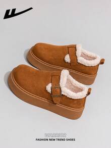 WARRIOR 1 双女式保暖内衬厚雪地靴，2025 秋冬新品，一脚蹬设计，厚底，时尚短筒靴，户外冬季鞋，保暖